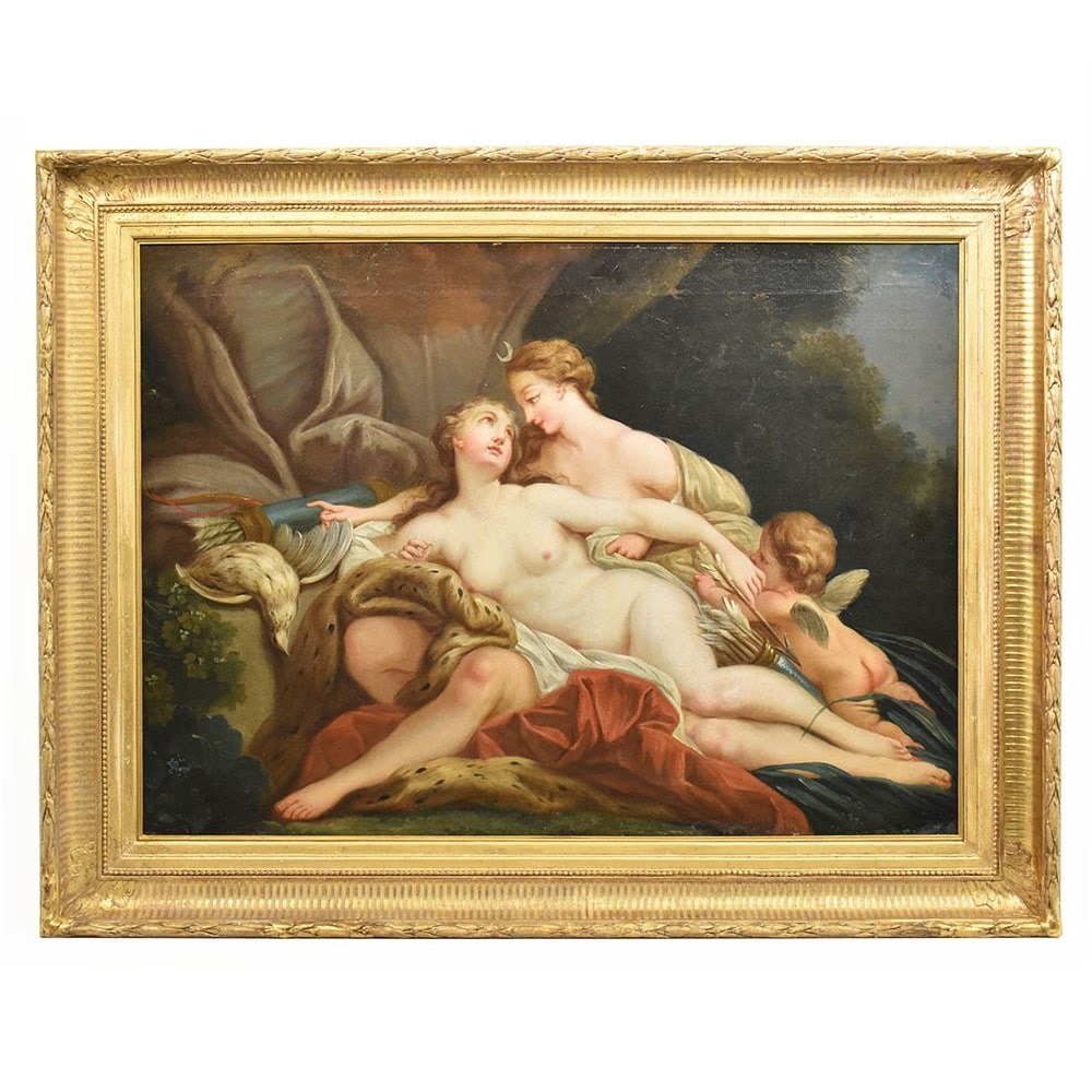 a1QMIT 392 antique oil painting mythology paintings diana XVIII Century